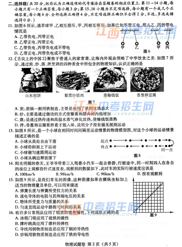 2014江西省中考理试卷 2014江西省中考物理试题